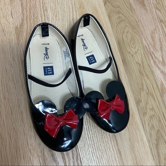 Gap Disney Minnie Mouse Toe Flats Sz 11 Black Red - Picture 3 of 9